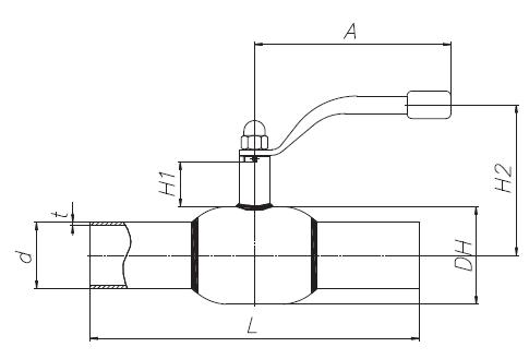 Схема стального шарового крана БИВАЛ Ду 15-50 мм