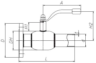 Схема стального шарового крана БИВАЛ Ду 20-200 мм