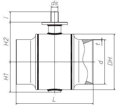 Схема стального шарового крана БИВАЛ Ду  350-500