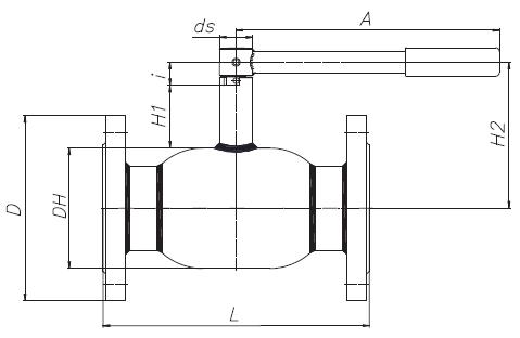 Схема стального шарового крана БИВАЛ Ду 65-100