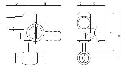 Схема стального шарового крана БИВАЛ Ду 65-200 мм
