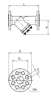 Фильтр сетчатый чугунный фланцевый  c пробкой типа Y333