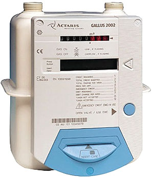 Бытовой счетчик газа Gallus 2002 G4 диафрагменный с картой предварительной оплаты (пре-паид смарт карта)